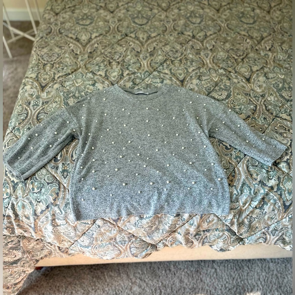 Zara 3/4 pearled dress shirt made in turkey size 26